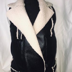 Reversible leather/wool vest
